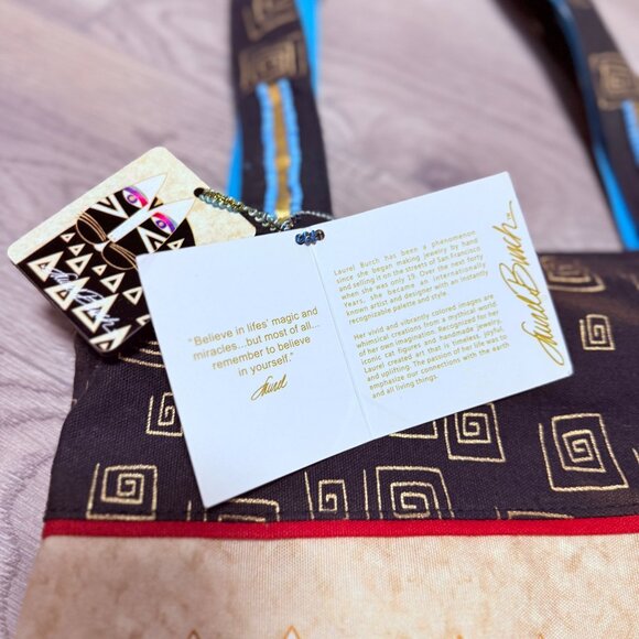 Laurel Burch Wild Cats Tote Bag Charm LB5340 Folklorica Retired Cat Lover Gift - Picture 14 of 16